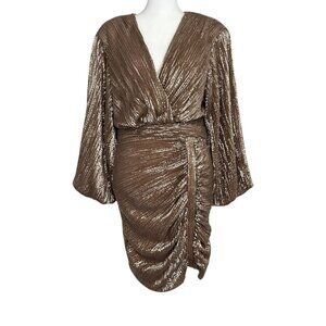 Lavish Alice Gold Sequin Long Sleeve Faux Wrap Draped Ruched Mini Dress (8)